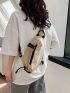 Mini Sling Bag Letter Print Khaki Adjustable Strap