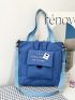 Small Shopper Bag Letter & Heart Graphic Pocket Front Preppy