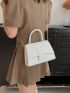 Small Flap Square Bag Eyelet Detail Chain White