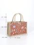 Small Shopper Bag Flower Embroidered No-Closure Vacation