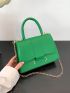 Small Flap Square Bag Eyelet Detail Green Chain