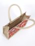 Small Shopper Bag Flower Embroidered No-Closure Vacation