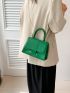 Small Flap Square Bag Eyelet Detail Green Chain