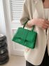 Small Flap Square Bag Eyelet Detail Green Chain