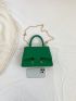 Small Flap Square Bag Eyelet Detail Green Chain