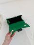 Small Flap Square Bag Eyelet Detail Green Chain