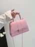 Small Flap Square Bag Eyelet Detail Pink Chain