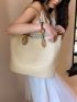 Large Straw Bag With Zipper Double Handle Vacation