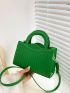 Small Square Bag Embossed Detail Minimalist Double Handle