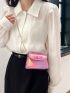 Mini Flap Square Bag Button Decor Holographic Funky