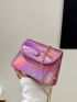 Mini Flap Square Bag Button Decor Holographic Funky