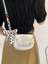 Mini Flap Saddle Bag Twilly Scarf Decor Metallic Funky