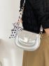 Mini Flap Saddle Bag Twilly Scarf Decor Metallic Funky