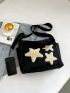 Medium Hobo Bag Star Patch Decor Nylon