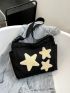 Medium Hobo Bag Star Patch Decor Nylon