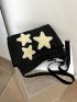 Medium Hobo Bag Star Patch Decor Nylon