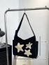 Medium Hobo Bag Star Patch Decor Nylon