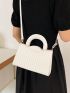 Small Square Bag Embossed Detail Minimalist Double Handle