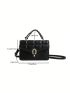 Mini Flap Square Bag Embossed Detail Metal Decor