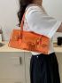 Crocodile Embossed Baguette Bag Orange Fashionable Flap