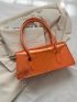 Crocodile Embossed Baguette Bag Orange Fashionable Flap