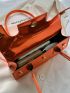 Crocodile Embossed Baguette Bag Orange Fashionable Flap