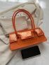 Crocodile Embossed Baguette Bag Orange Fashionable Flap