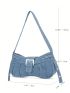 Medium Novelty Bag Blue Buckle Decor Fashionable For Daily Denim Bag