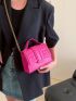 Mini Square Bag Crocodile Embossed Pink Fashionable Flap