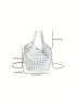 Mini Bucket Bag Rhinestone Decor Chain Strap For Party