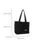 Letter Patch Shoulder Tote Bag Black Double Handle For Daily