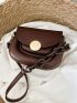 Mini Saddle Bag Brown Metal Decor Flap For Work