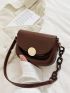 Mini Saddle Bag Brown Metal Decor Flap For Work