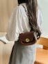 Mini Saddle Bag Brown Metal Decor Flap For Work