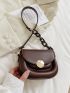 Mini Saddle Bag Brown Metal Decor Flap For Work