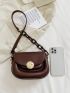 Mini Saddle Bag Brown Metal Decor Flap For Work