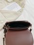 Mini Saddle Bag Brown Metal Decor Flap For Work