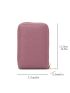 Litchi Embossed Classic Card Holder Dusty Pink Zipper Around For Daily