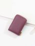 Litchi Embossed Classic Card Holder Dusty Pink Zipper Around For Daily