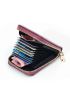 Litchi Embossed Classic Card Holder Dusty Pink Zipper Around For Daily