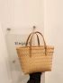 Fashion Straw Woven Large Capacity Shoulder Shopping Tote Women Beach Basket Handbag