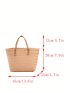 Fashion Straw Woven Large Capacity Shoulder Shopping Tote Women Beach Basket Handbag