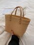 Fashion Straw Woven Large Capacity Shoulder Shopping Tote Women Beach Basket Handbag