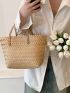 Fashion Straw Woven Large Capacity Shoulder Shopping Tote Women Beach Basket Handbag