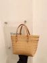 Fashion Straw Woven Large Capacity Shoulder Shopping Tote Women Beach Basket Handbag