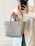 Fashion Straw Woven Large Capacity Shoulder Shopping Tote Women Beach Basket Handbag