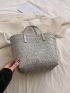 Fashion Straw Woven Large Capacity Shoulder Shopping Tote Women Beach Basket Handbag