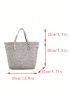 Fashion Straw Woven Large Capacity Shoulder Shopping Tote Women Beach Basket Handbag