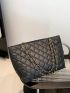 Quilted Shoulder Tote Bag Black Large Capacity Chain Strap