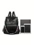 Black Classic Backpack Large Capacity Adjustable Strap For Daily